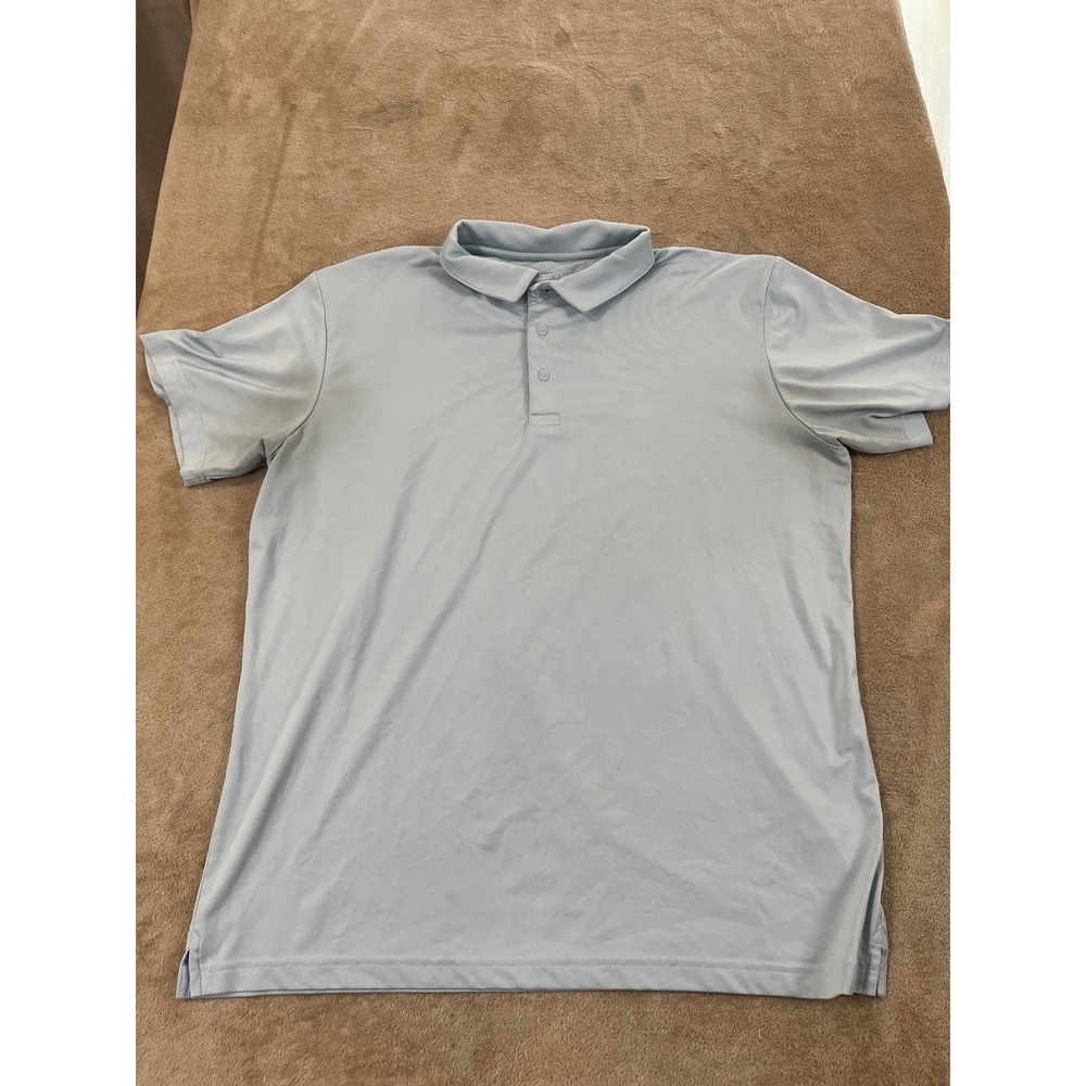 Mizzen + Main Versa Polo Shirt Men's XL Light Blue Polyester Short Sleeve GOOD